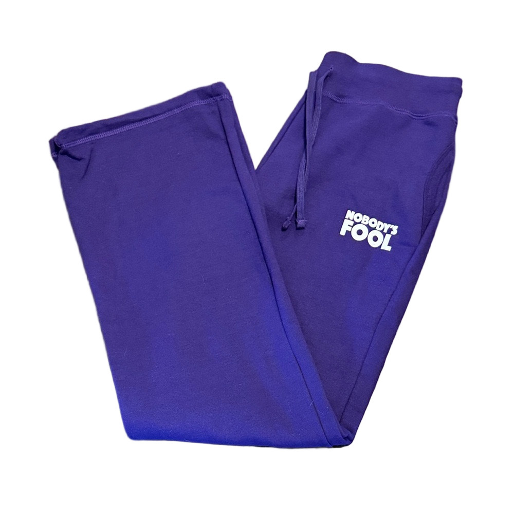 Nobody's Fool Movie Themed Joggers Sweatpants in Purple Size L NWOT